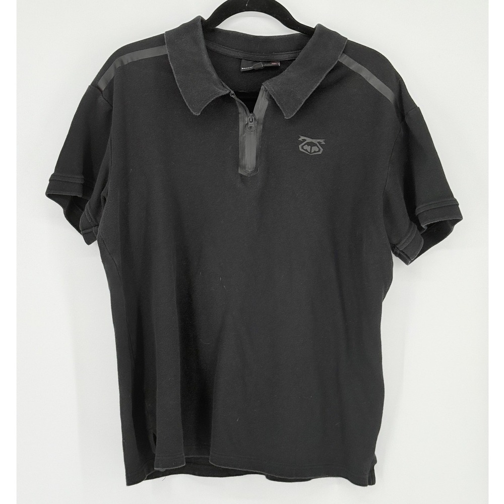 Nasty Pig Mens Black Quarter Zip Polo Shirt Taped Shoulder Logo XL Masculine LGT